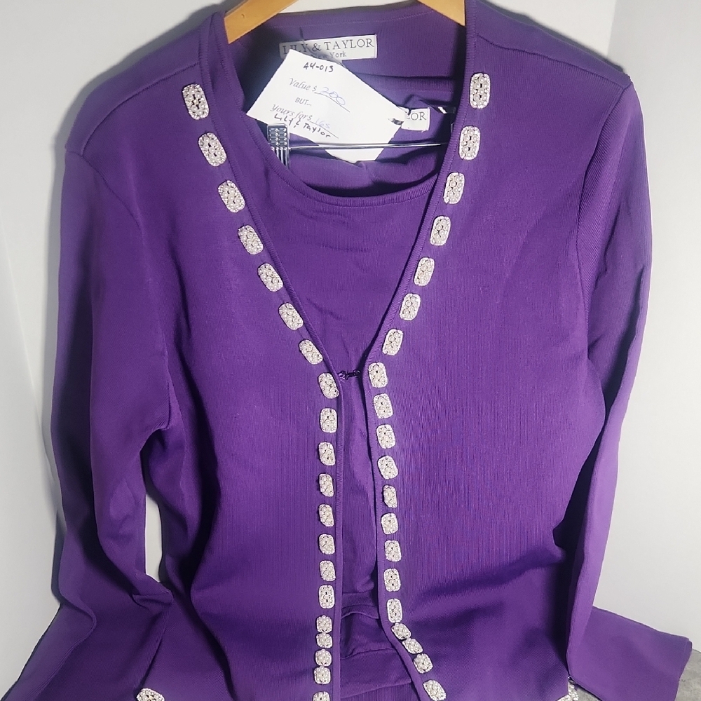 Purple Cardigan with White Accents